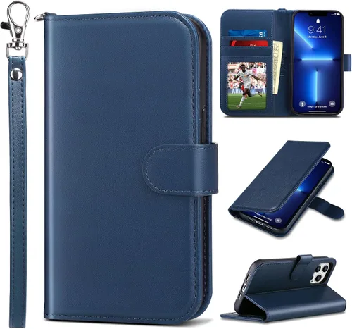 Vista 37 de ULAK Compatible con iPhone 13 Funda tipo cartera para mujer, funda tipo billetera de piel PU con tarjetero y función de caballete, funda protectora