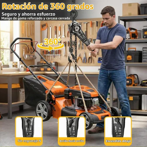 Vista 5 de Polipasto de cadena de palanca de 1650 libras, 10 pies, 0.75T manual de trinquete para construcción, garajes, almacén, maquinaria automotriz
