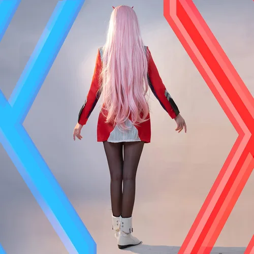 Vista 4 de NSPSTT Zero Two Cosplay Disfraz Darling 002 Cosplay diadema cuernos mujeres uniforme traje