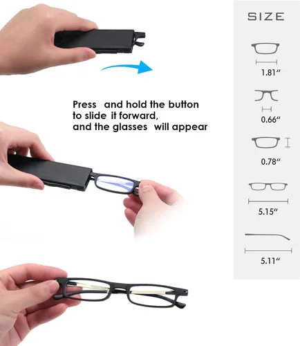 Vista 3 de Lentes de lectura plegables ultraligeros para mujeres y hombres, TR90, bloqueo de luz azul, anti UV, fatiga ocular, plegables, compactos, Negro