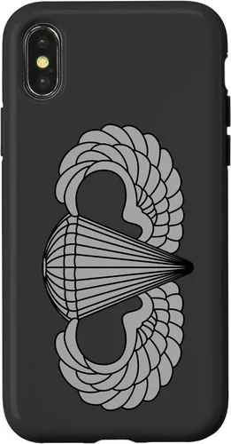 Vista 4 de Insignia básica de paracaidista para iPhone 14, alas de salto aerotransportadas, funda gris