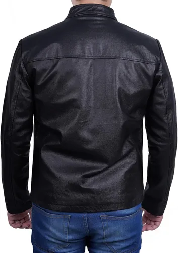 Vista 16 de Blingsoul Real Lambskin Leather Jacket Men - Chaquetas de cuero para Hombres