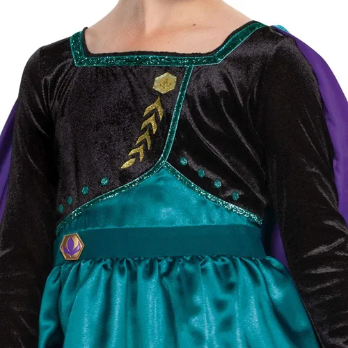 Vista 3 de Disney Frozen 2 - Disfraz de Anna para niñas, vestido de lujo y capa
