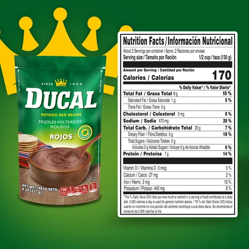 Vista 6 de Ducal Bolsa de frijoles rojos refritos, 14.1 onzas (paquete de 18) – Frijoles rojos refritados vegetarianos instantáneos, sin OMG y sin gluten