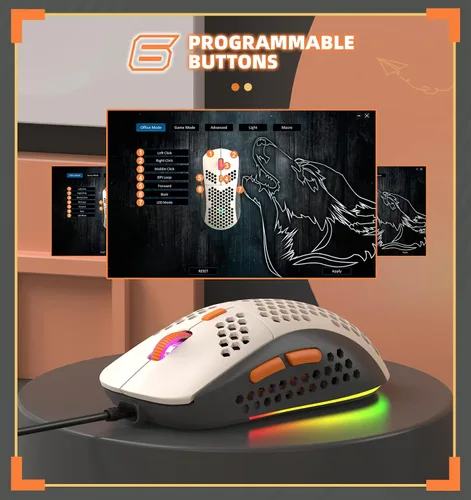 Vista 6 de LexonElec T60PRO - Combo de teclado y mouse mecánico 60% + cable USB C en espiral, teclado retroiluminado LED RGB compacto, interruptor azul clic