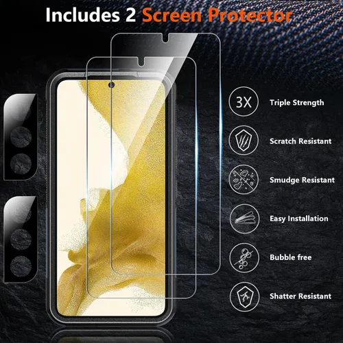 Vista 5 de SPIDERCASE Funda para Samsung Galaxy S22 5G, [protección contra caídas de grado militar de 10 pies] Antideslizante [Paquete de 2] Protector de Azul