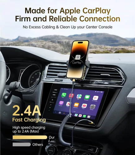 Vista 2 de Cable corto de carga para iPhone para automóvil, paquete de 2 cables Lightning enrollados de 3 pies [certificado MFi de Apple], cable de carga