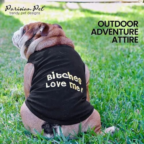 Vista 4 de Parisian Pet Camisa para perros – Camisas para perros pequeños – Ropa negra sin mangas para cachorros – Ropa transpirable para perros – Ropa