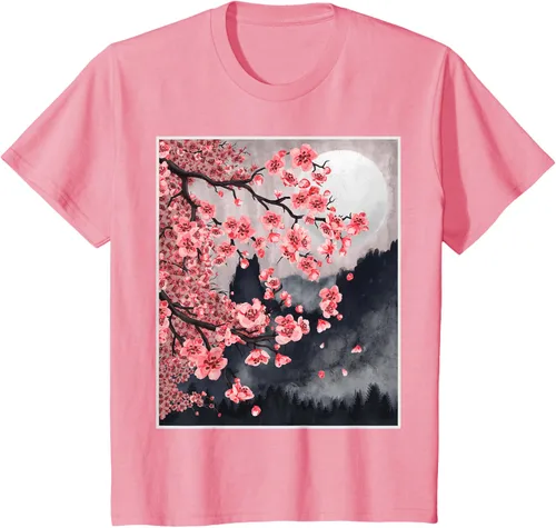 Vista 53 de Sakura - Camiseta japonesa de cerezo en flor japonesa, Negro, S