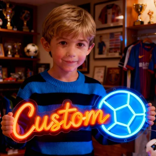 Vista 13 de Letrero de neón de fútbol personalizado, luz de neón de fútbol, luz LED personalizable para deportes para regalos de jugadores de baloncesto