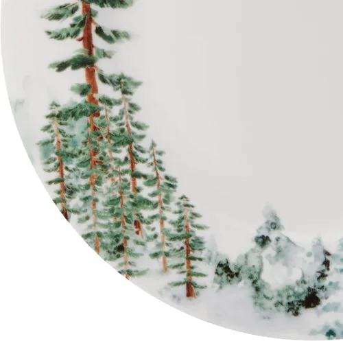 Vista 3 de Mikasa Watercolor Forest Bone China - Juego de vajilla ligera de 16 piezas resistente a las astillas, servicio para 4, color blanco