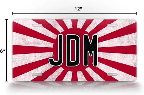Vista 5 de Placa de matrícula de bandera japonesa JDM Rising Sun Auto Tag Vintage Grunge
