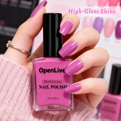 Vista 11 de OpenLive Esmalte de uñas negro de 0.6 fl oz, gran volumen, secado rápido, secado rápido y de larga duración, arte de uñas de color para bricolaje