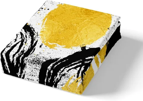 Vista 5 de Manfei Sábana bajera abstracta tamaño individual, juego de ropa de cama geométrica moderna de 2 piezas para decoración de habitación de niños