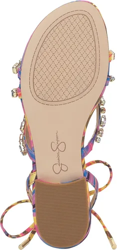 Vista 4 de Jessica Simpson Sandalias planas con cordones Rabenie para mujer