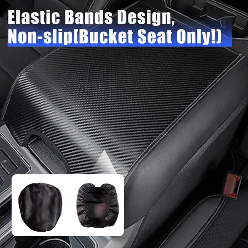 Vista 6 de Pincuttee Funda de consola central para Ford F150 F250 F350 F450 15-21, funda de cuero de fibra de carbono, cubierta protectora de caja de consola
