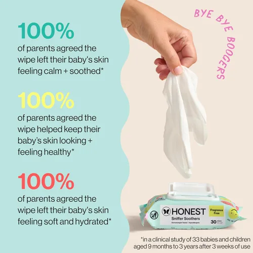 Vista 5 de The Honest Company Toallitas eliminadoras de mocos a base de plantas, calmante para la nariz con aloe, hipoalergénicas, piel sensible, verificado