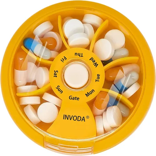 Vista 11 de 12 PIEZAS INVODA - Organizador semanal de pastillas con 7 compartimentos, pastillero giratorio para medicación diaria y vitaminas - Estuche portátil