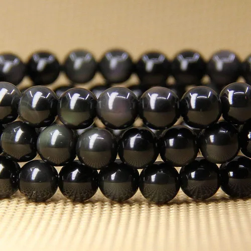 Vista 3 de Pulsera elástica hecha a mano con gemas semipreciosas de 0.315 in, cuentas redondas, 7 pulgadas, unisex