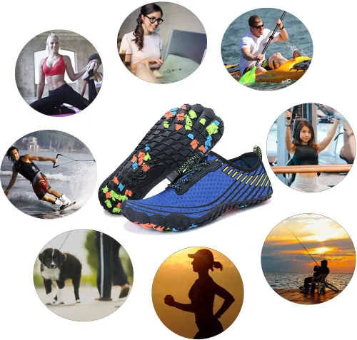 Vista 7 de MAYZERO Zapatos de agua para hombres y mujeres, zapatos de surf, playa, piscina, zapatos de punta ancha, senderismo, zapatos de agua, zapatillas