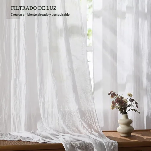 Vista 2 de Anpark Cortinas traslúcidas blancas elegantes de 96 pulgadas de largo para dormitorio, sala de estar, cortinas semitransparentes con textura