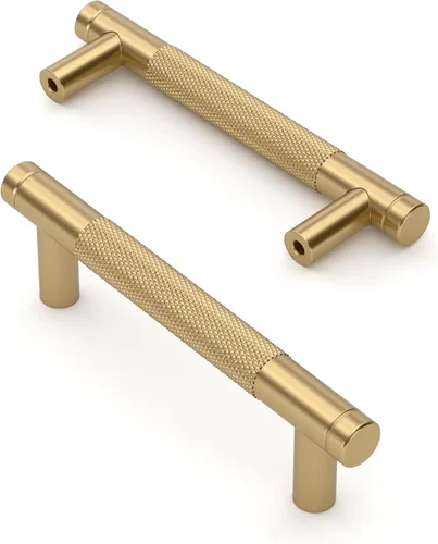 Vista 13 de Asidrama - Paquete de 10 tiradores para gabinete de 3 pulgadas (76mm) de color negro mate y bronce champán, manijas estriadas para gabinete