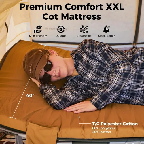 Vista 3 de KingCamp XXL Wide PU Foam Cot Mattress, Roll Up Camping Mattress for Cot Portable Twin Cot Pad with Roll Helper, For Cot Mat Travel Tuck Tent