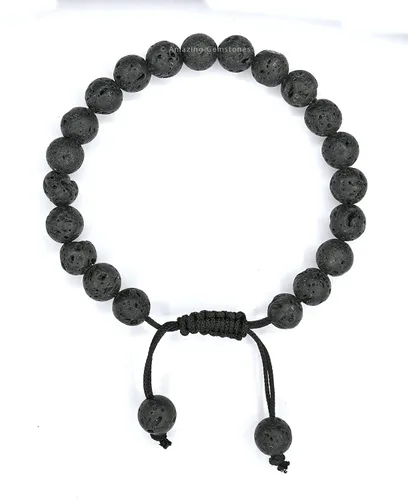 Vista 3 de Lava Stone Bracelet for Women Men's Gifts - Protection Healing Crystal Bracelet - 8mm Gemstone Beaded Adjustable Bracelet Pulseras Para Hombres