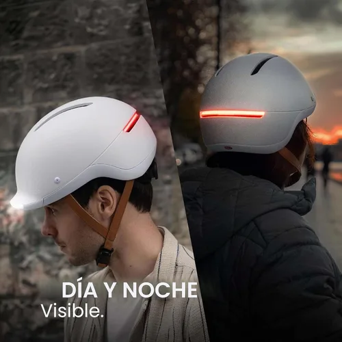 Vista 8 de Overade Casco salvavidas para bicicletas y e-scooters, con potente iluminación delantera/trasera, función intermitente, talla única