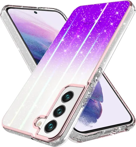 Vista 9 de Funda compatible con Samsung Galaxy S23, con purpurina brillante láser azul rosa ultra transparente a prueba de golpes para Samsung Galaxy S23