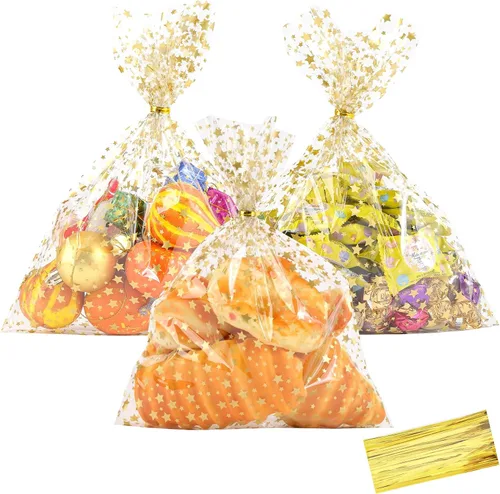 Vista 37 de 100 bolsas de regalo con estampado de estrellas de 3 x 5 pulgadas, bolsas de regalo de celofán, bolsas de regalo de celofán, bolsas de regalo
