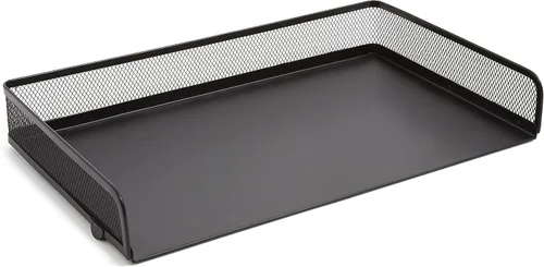 Vista 3 de TRU RED Bandeja de cartas de metal apilable de carga lateral, negro mate - Organizador de papel de escritorio para archivos y documentos de oficina