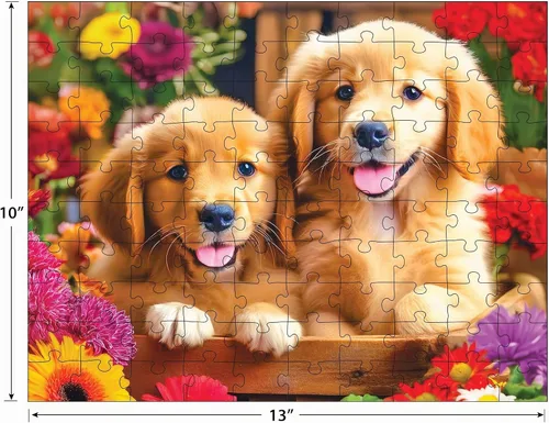 Vista 5 de RoseArt Kodak Premium Golden Puppy Pals 100 Piece Jigsaw Puzzle