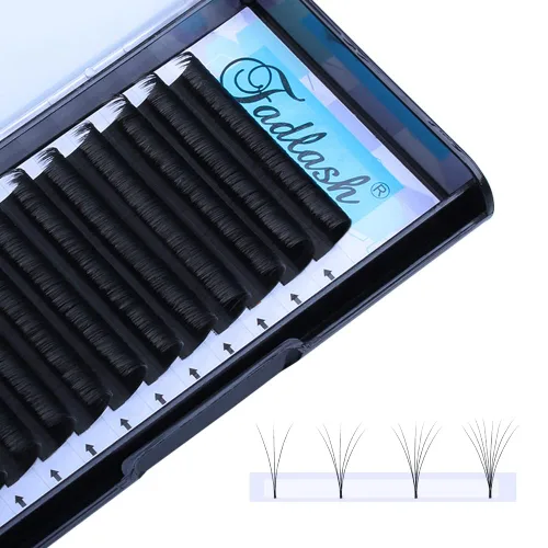 Vista 14 de Extensiones de Pestañas Rizo B Fácil Florecimiento Extensión de Pestañas Negro Mate Extensiones de Pestañas de Volumen Rápido Florecimiento Pestañas