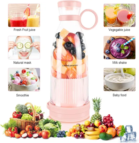 Vista 2 de Batidora manual portátil de alimentos, rosa