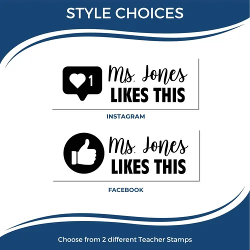 Vista 3 de Sello personalizado de Facebook Thumbs Up, bonito regalo para profesores, hecho a medida, disponible en 11 colores de tinta, tamaño 3/4 pulgadas x