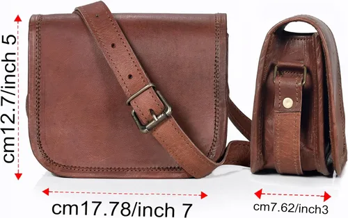 Vista 5 de cuero 7 pulgadas pequeño hecho a mano Crossbody hombro cuero genuino iPadTablet Vintage Messenger Bag para 6.5 pulgadas iPad pro para mujeres hombres