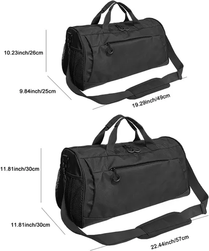 Vista 7 de Bolsa de gimnasio para hombres y mujeres con correa para el hombro, compartimento para zapatos y húmedos, bolsa de lona ligera, bolsa atlética