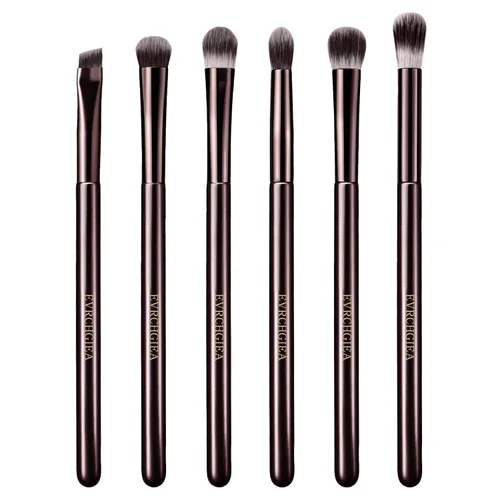 Vista 10 de Juego de brochas de maquillaje de ojos, 6 brochas de maquillaje profesionales para sombra de ojos para corrector de cejas, delineador de ojos Rosa