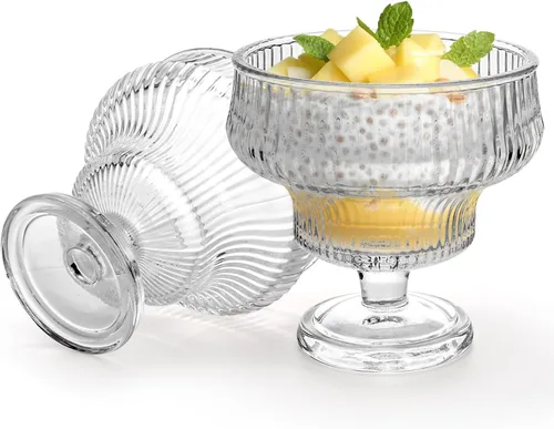 Vista 3 de ZAVOOS Paquete de 6 cuencos de vidrio para helado, tazas de postre vintage