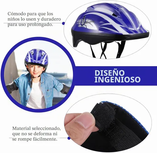 Vista 7 de CLISPEED Juego de protectores de patinaje para niños con casco ajustable, coderas, protectores de manos y rodilleras para patinaje, patineta