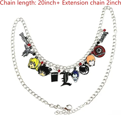 Vista 2 de HSYLETB Collar de Halloween con texto en inglés Muerte no encanta regalos para hombres y mujeres Metal Aleación