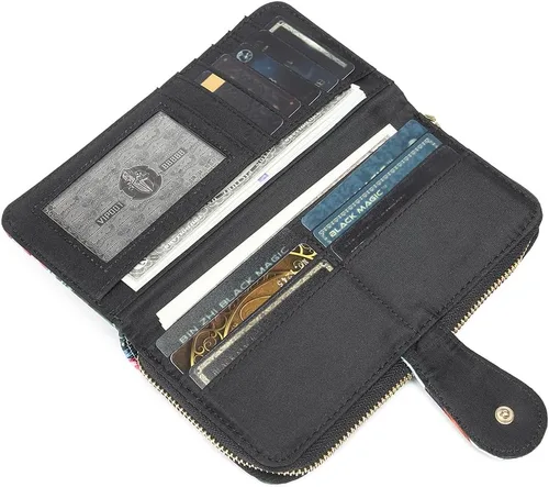 Vista 152 de Cartera de mano para mujer, estilo bohemio, con RFID, elegante, espaciosa con correa para viajes, capacidad para tarjetas, teléfono, dinero