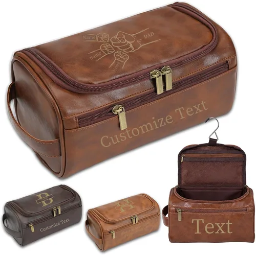 Vista 8 de Regalos personalizados para hombre Neceser Marrón oscuro