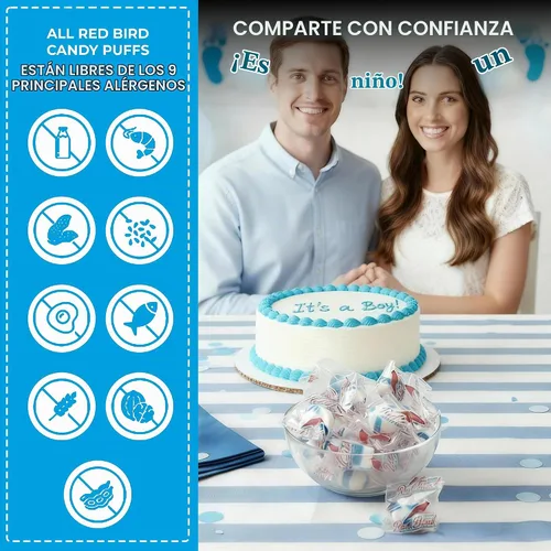 Vista 6 de Red Bird Mentas azules de caramelo de frambuesa, bocanadas suaves envueltas individualmente a granel, tubo de 22 onzas