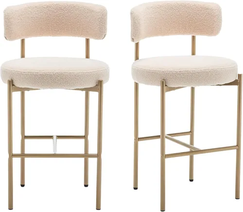 Vista 16 de Canxkun Taburetes de Bar Boucle Juego de 2, 24" Taburetes de Mostrador Modernos con Respaldos, Taburetes de Bar Tapizados para Isla de Cocina, Bar