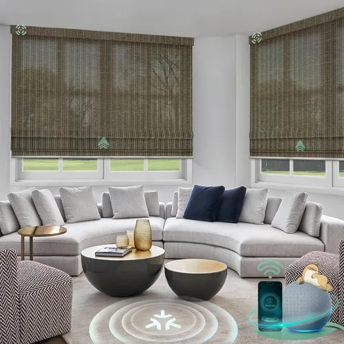 Vista 11 de Yoolax Persianas romanas motorizadas con filtro de luz inteligentes para ventanas compatibles con Alexa, Google Home, Homekit, persianas romanas