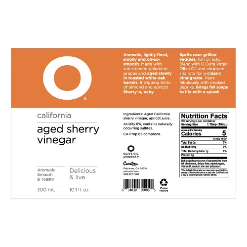 Vista 2 de Vinagre de Jerez Añejado, 10.1 Fl Oz por O Olive