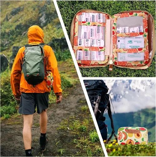 Vista 4 de Kit de primeros auxilios portátil (151 piezas) – Cuidado de emergencia de tamaño de viaje para niños y adultos, hogar, coche, camping y bolsa