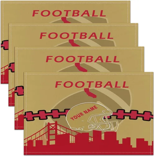 Vista 15 de Erosebridal Juego de 4 manteles individuales personalizados de fútbol de 12 x 18 pulgadas, manteles individuales para adultos, manteles individuales